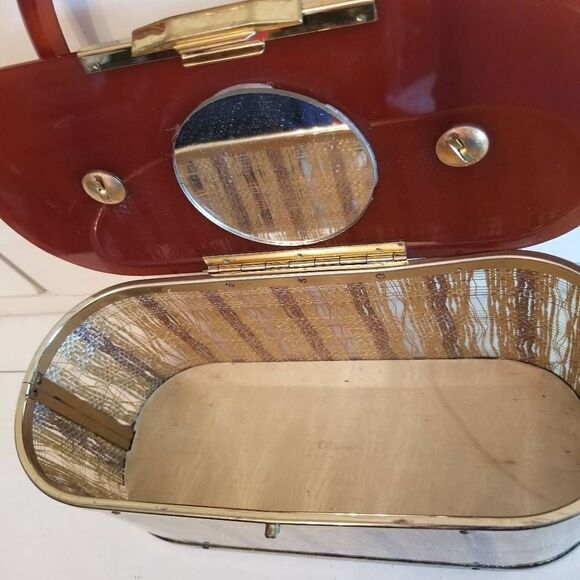 Vintage Lucite Bag Clear, Tortise & Gold Tinsel - Picture 7 of 10